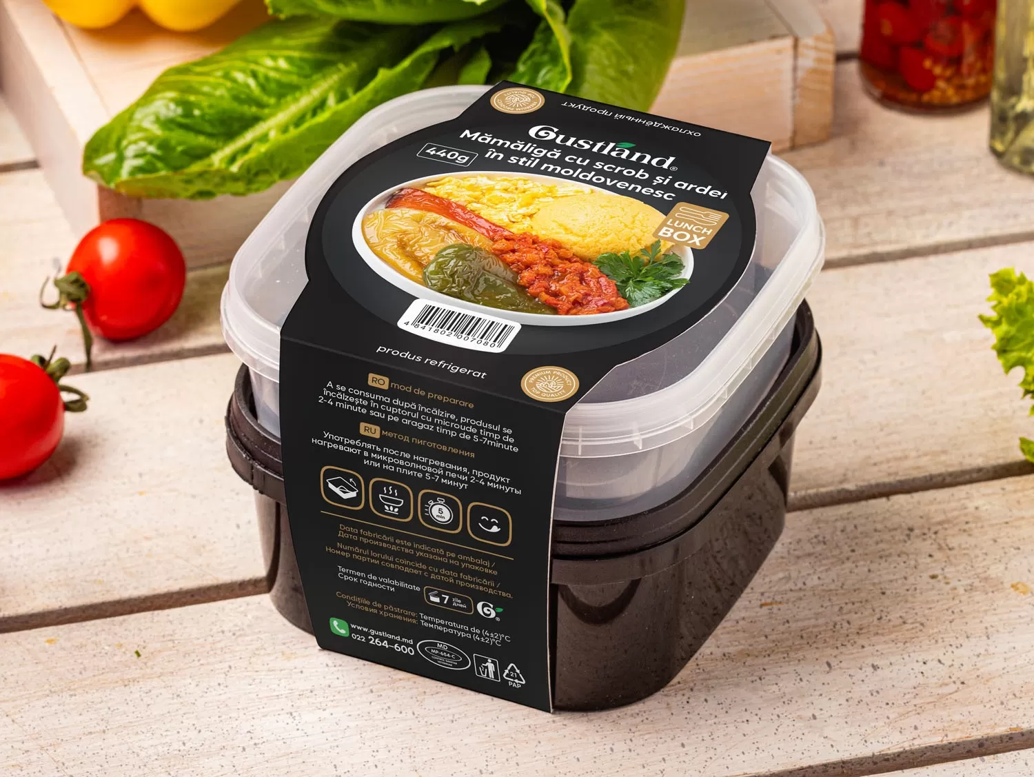 Lunch box Mamaliga cu scrob si ardei in stil moldovenesc 