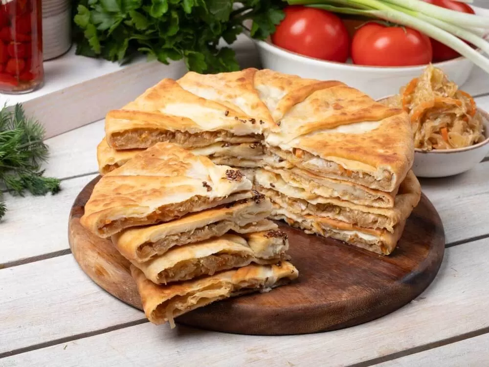 Pan-fried pies with pickled cabbage