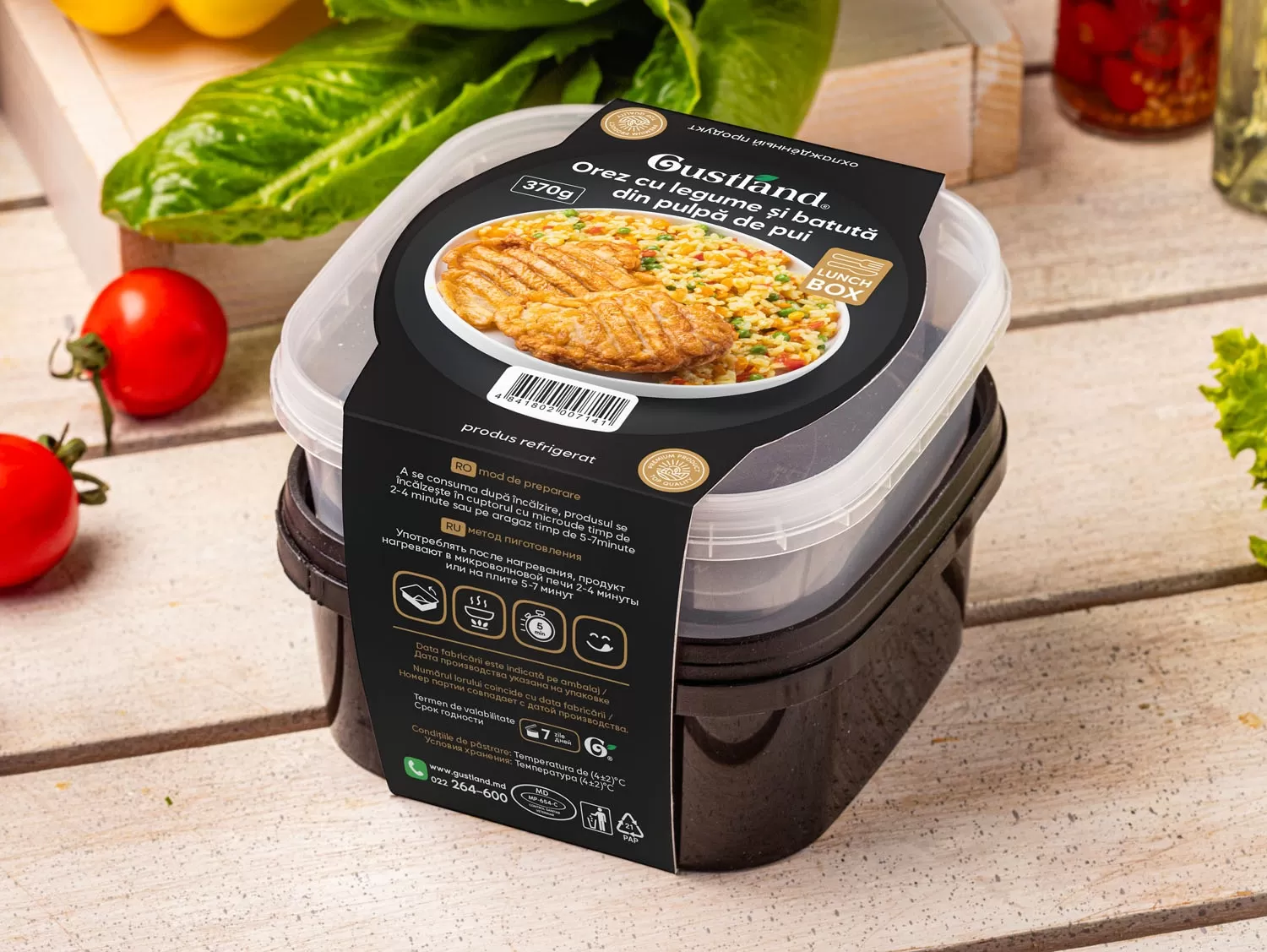 Lunch box Orez cu legume si batuta din pulpa de pui
