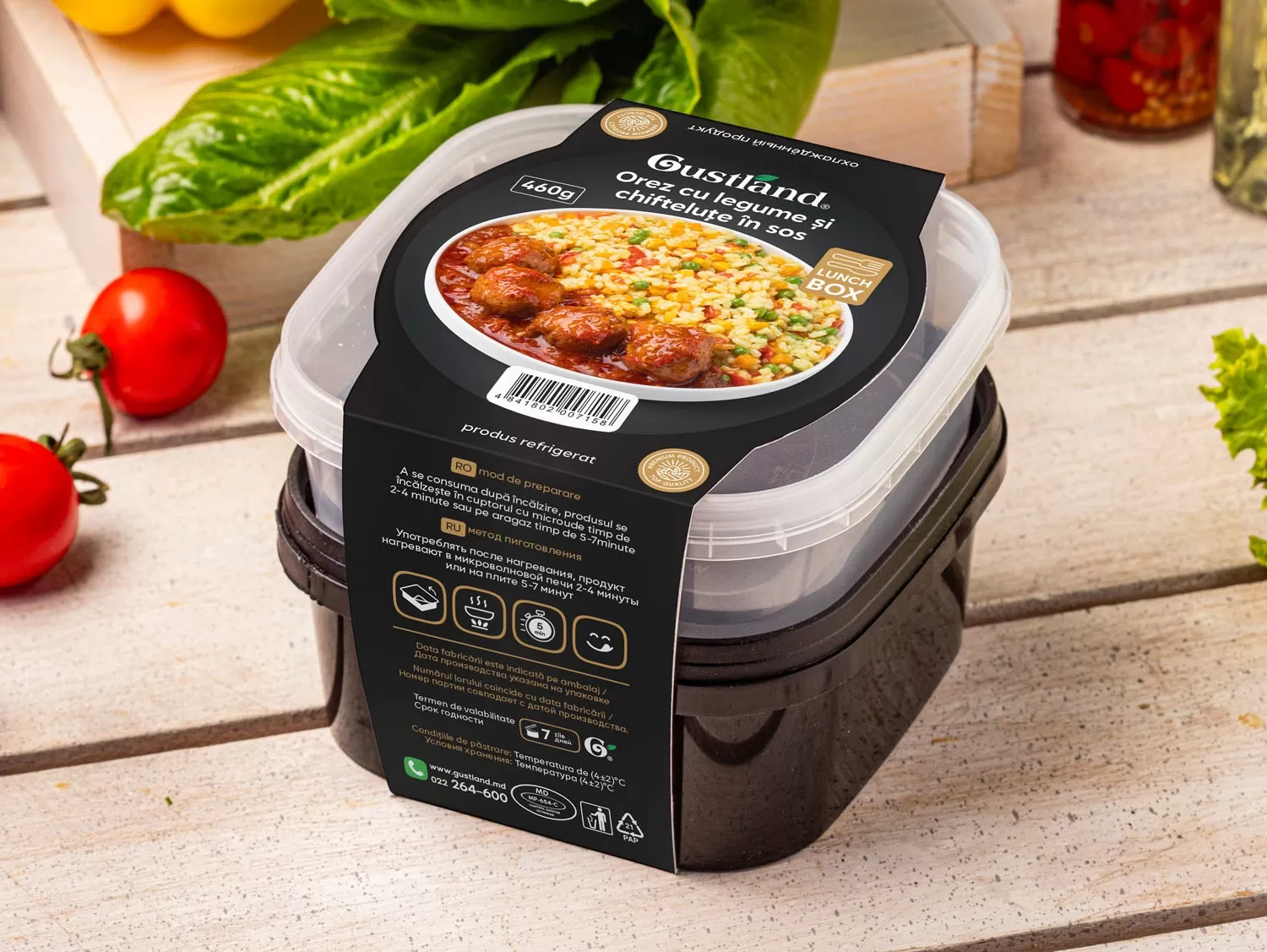 Lunch box Orez cu legume si chiftelute in sos