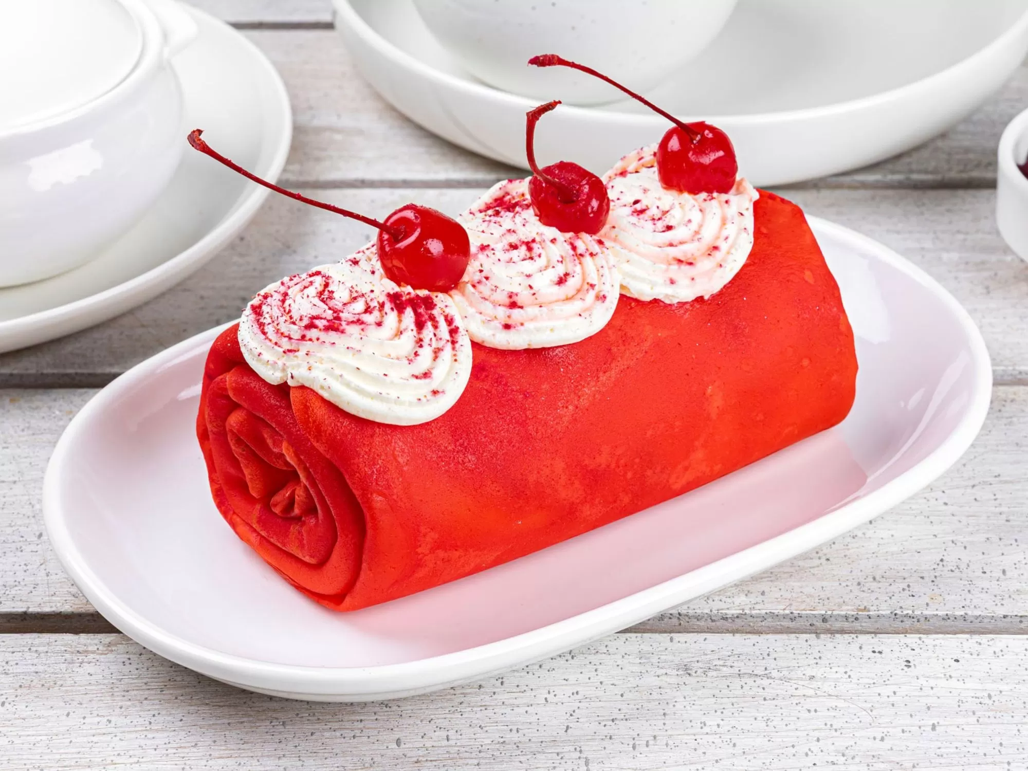 Desert din clatite cu visina si crema mascarpone