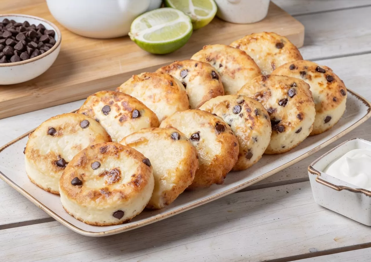 Brânzoaice cu picături din glazură cu cacao