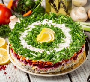 Salată cu pește Șuba în straturi